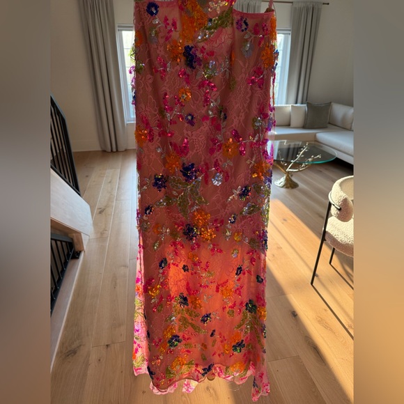 MAC DUGGAL Pink Embellished Lace Strappy Column Gown style #68067 - Picture 5 of 10